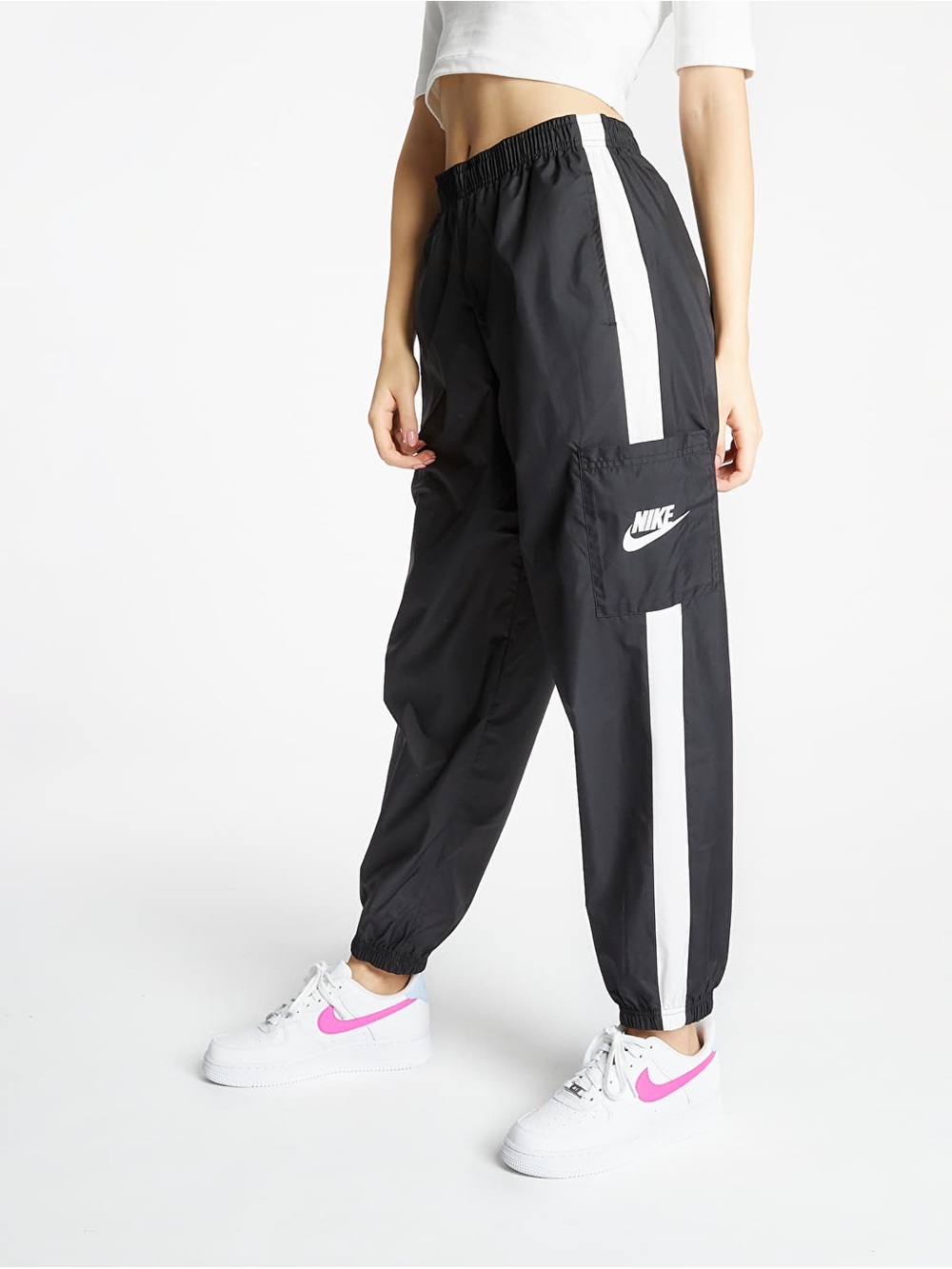 Nike Black Track Joggers with White Side Stripes